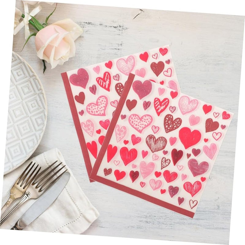 Nolitoy 40 Sheets Heart Design Paper Napkins For Wedding Valentine Birthday Party - Image 3